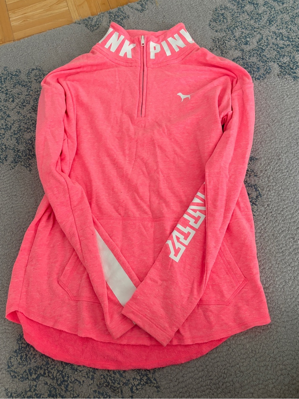 VS PINK Vintage Quarter-Zip Pullover in Bright Pink early 2000s XS